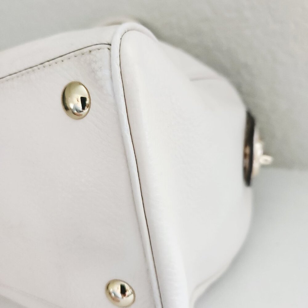Coach Rowan Cream Leather Shoulder Bag Purse - Picture 13 of 17